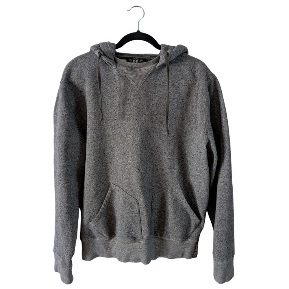 RRL Ralph Lauren Mens Grey Salt and Pepper Marl Pullover Hoodie Size L V-Stitch